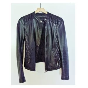 Zara authentic leather quilted Moto jacket